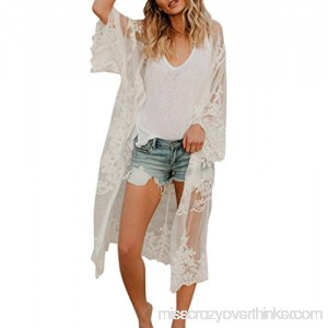 YJYDADA Women Lace Bohemian Beach Long Oversized Kimono Coat White B07C1HNKY2